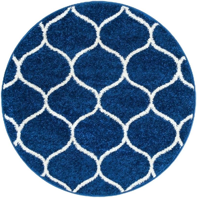 3' x 3' Ingram · Lattice rug, navy and ivory