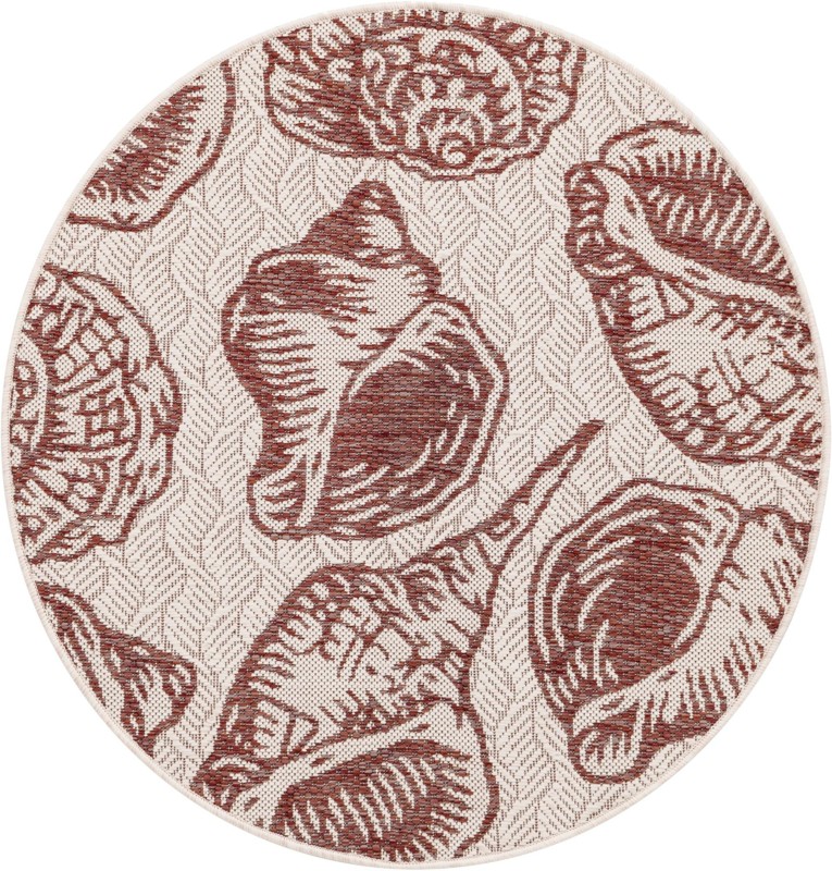 3' x 3' Arcata · Pictoral Outdoor Rug, ivory and rust red