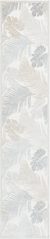 Adirondack · Tropical leaf Outdoor Rug, gray and ivory