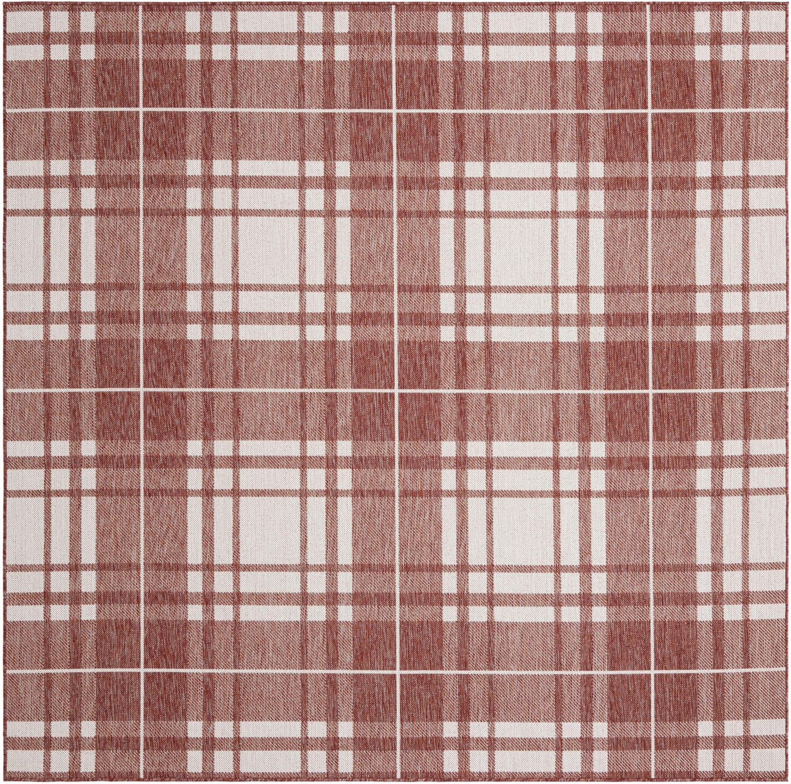7' 10 x 7' 10 Maguire · Plaid Outdoor Rug, red