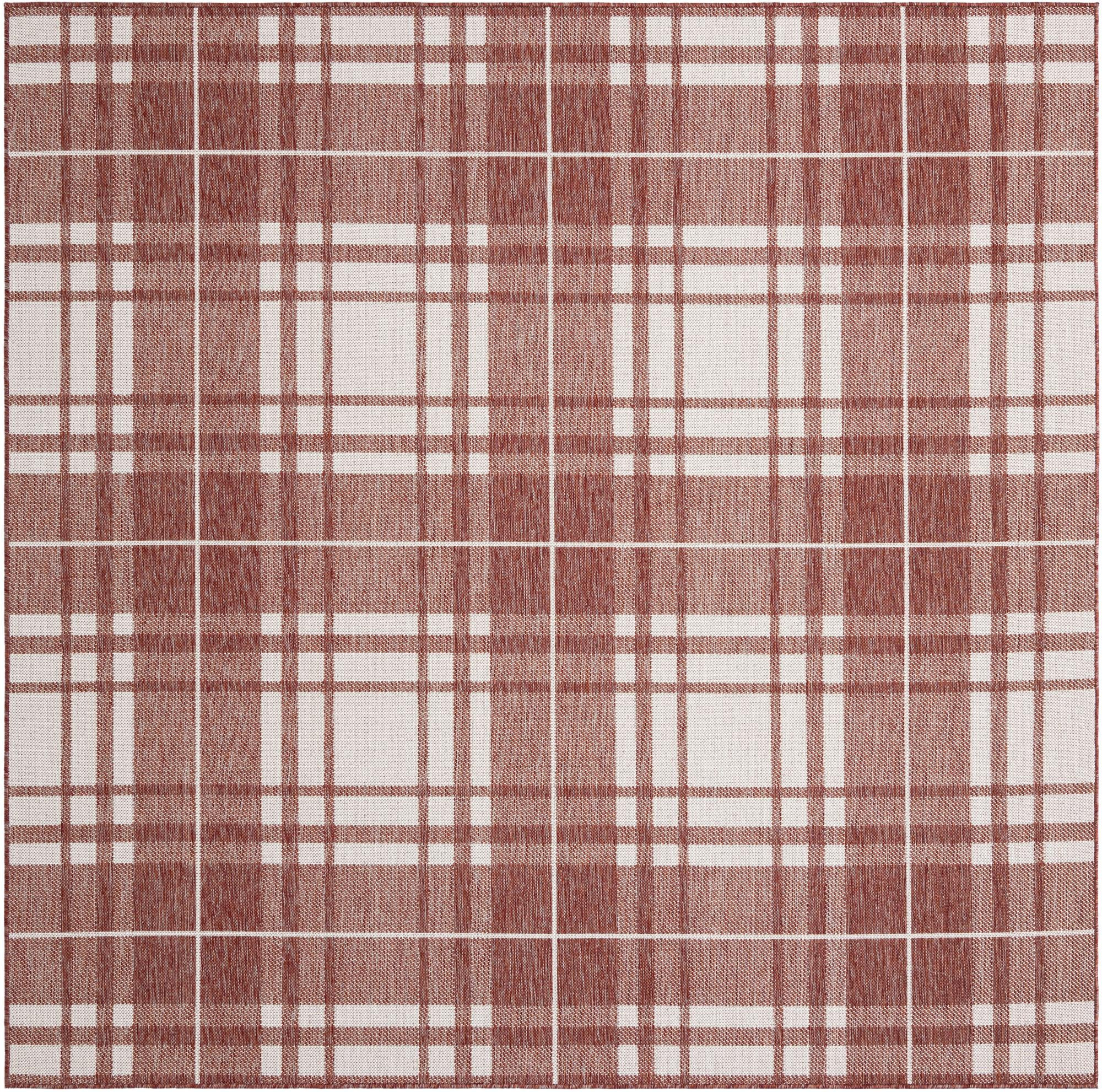 7' 10 x 7' 10 Maguire · Plaid Outdoor Rug, red