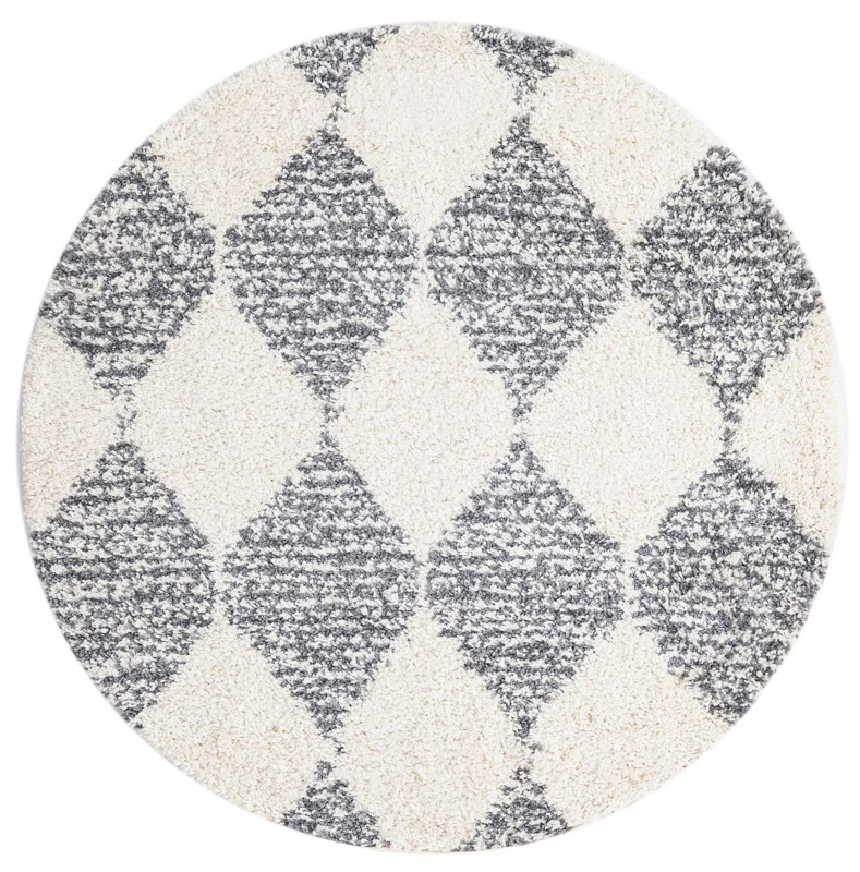 5' 3 x 5' 3 Newton · Diamond Shag Rug, white and gray
