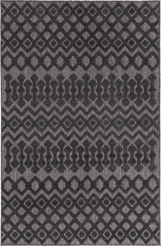5' 3 x 8' Creed · Geometric Outdoor Rug, charcoal gray and ash
