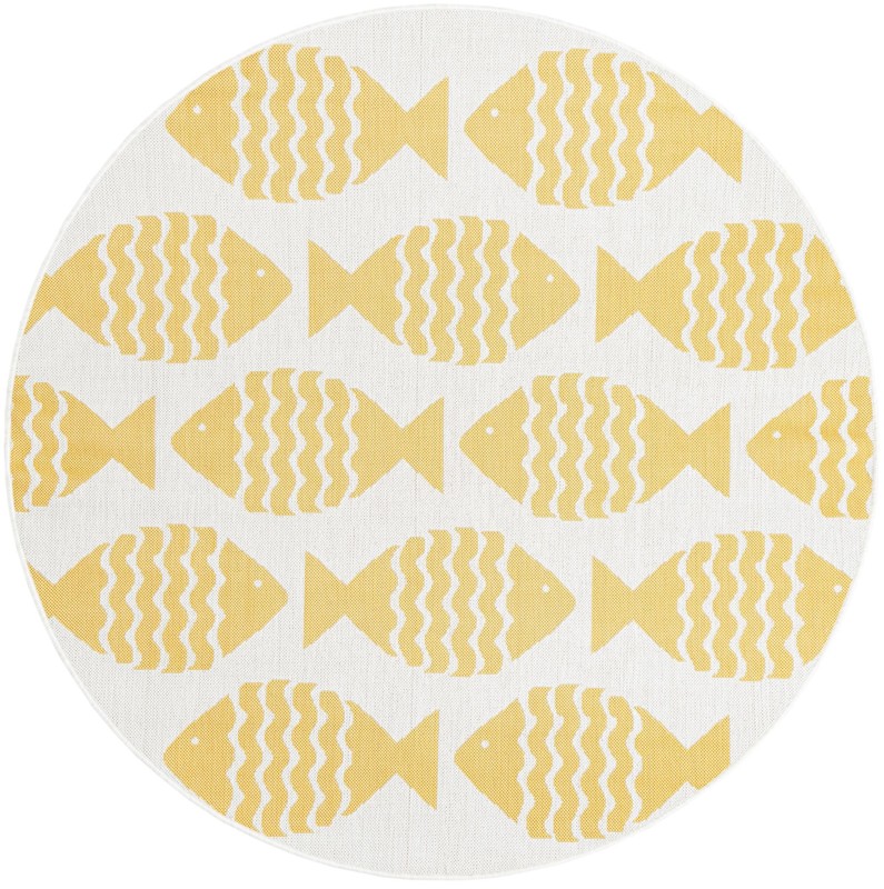 6' 1 x 6' 1 Beresford · Pictoral Outdoor Rug, yellow
