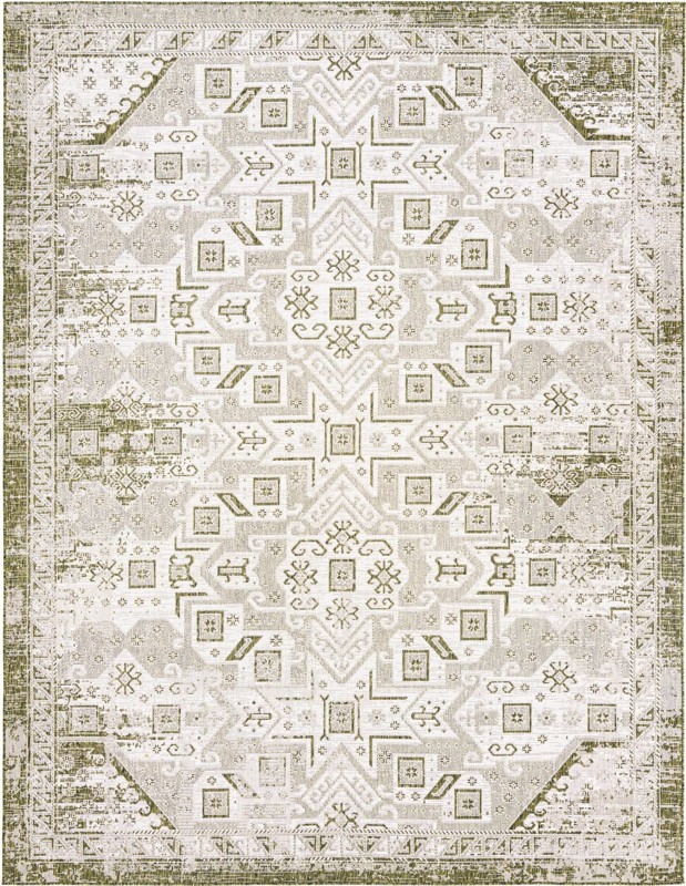 10' x 13' Estuary · Border Outdoor Rug, green