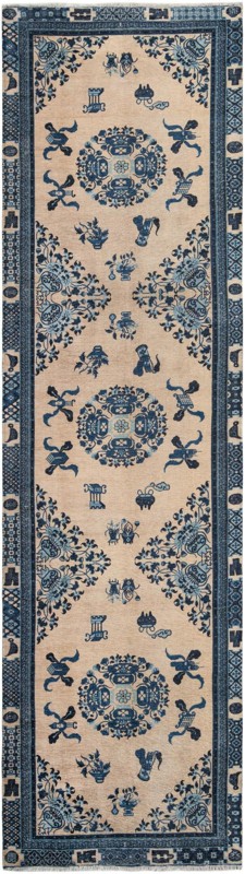 3' 3 x 11' 10 Colden · Border rug, ivory and blue