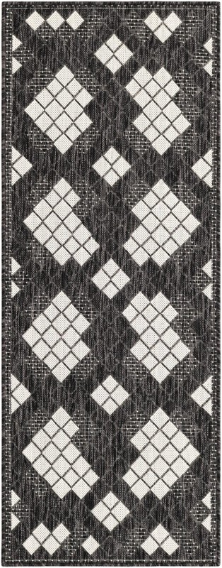 Keaton · Border Outdoor Rug, black and white