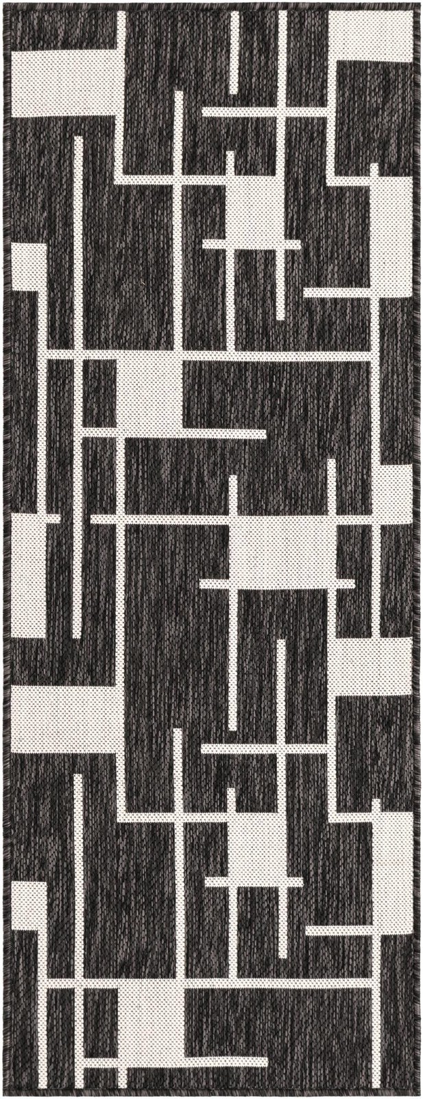 2' x 5' 3 Gillespie · Abstract Outdoor Rug, black and white