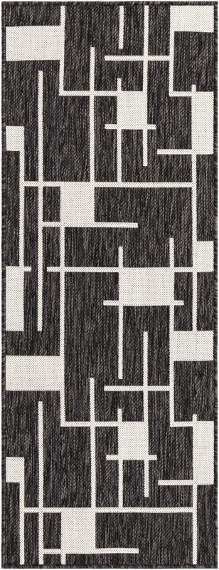 Gillespie · Abstract Outdoor Rug, black and white