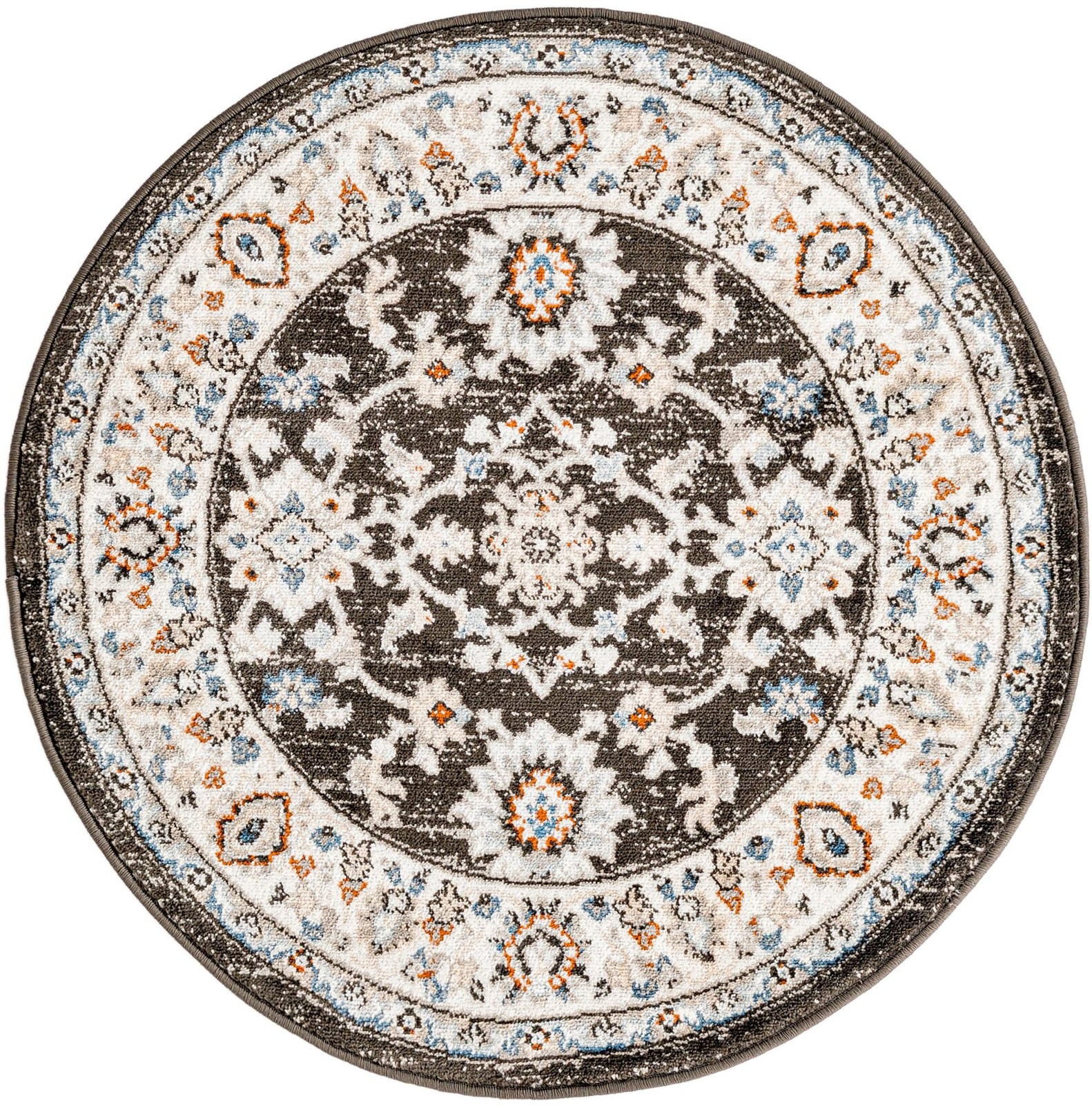3' x 3' Reuben · Medallion rug, fume gray