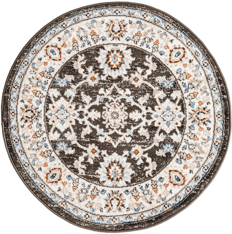 3' x 3' Reuben · Medallion rug, fume gray