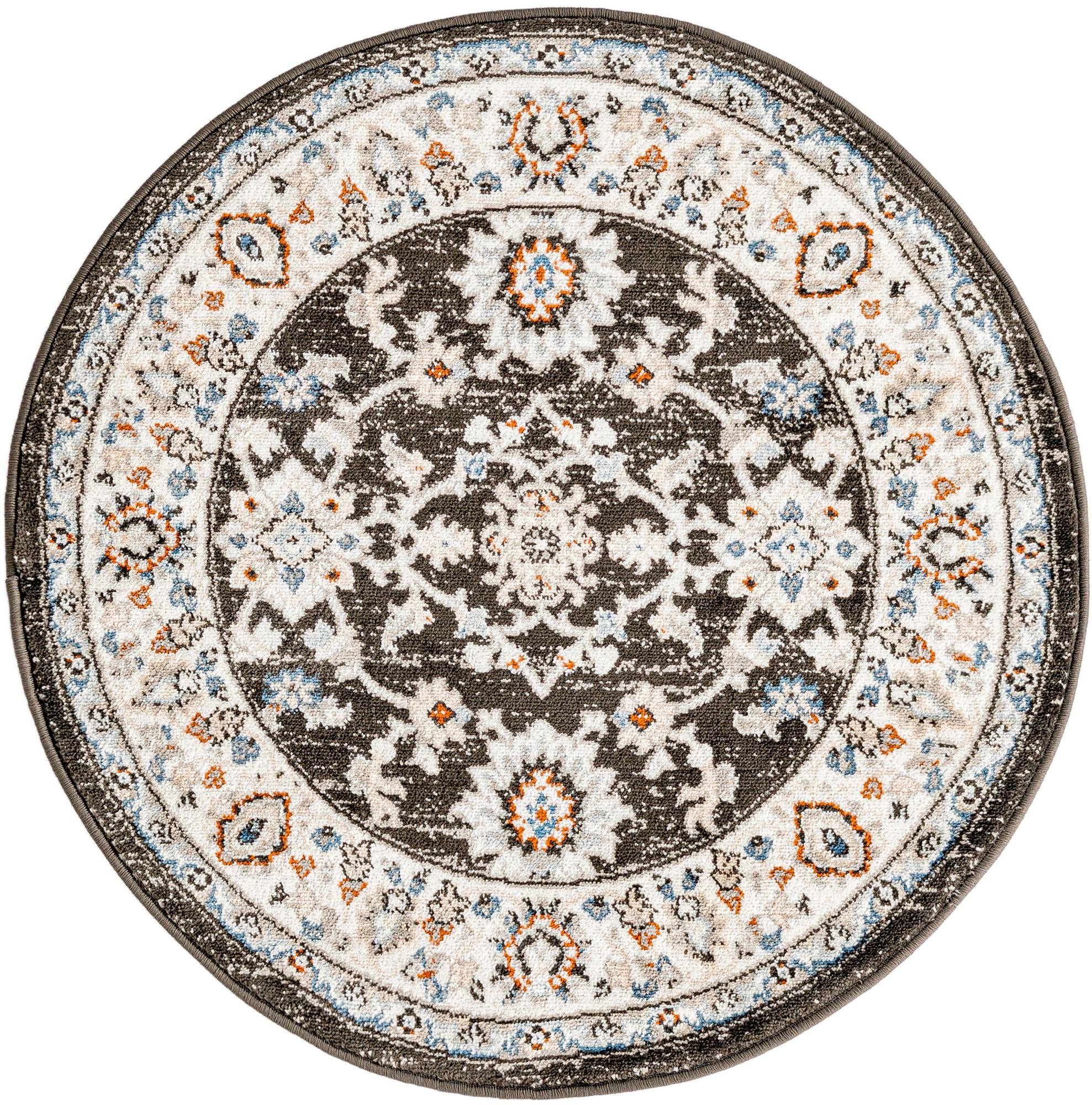 3' x 3' Reuben · Medallion rug, fume gray