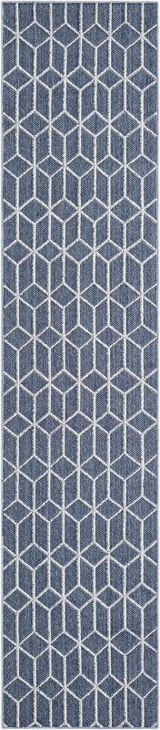 2' 7 x 12' Jasper · Geometric Outdoor Rug, navy and white