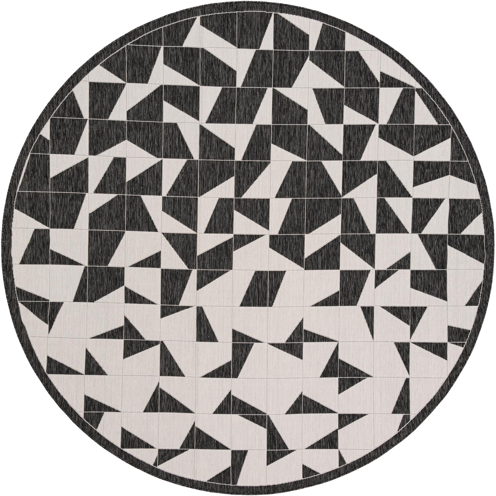 10' x 10' Hildreth · Geometric Outdoor Rug, black and white