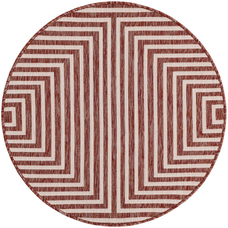 3' x 3' Gorse · Geometric Outdoor Rug, rust red