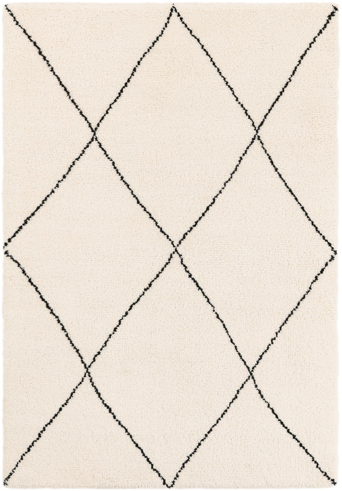 4' 1 x 6' 1 Hailey · Diamond Wool Rug, ivory and black