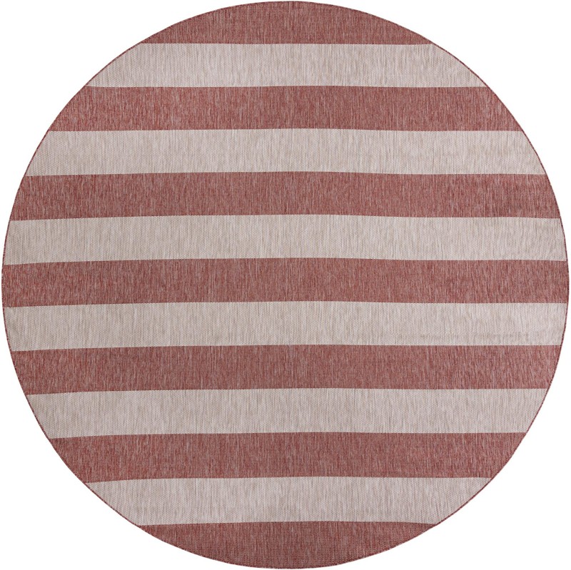 12' x 12' Dahlia · Striped Outdoor Rug, rustred
