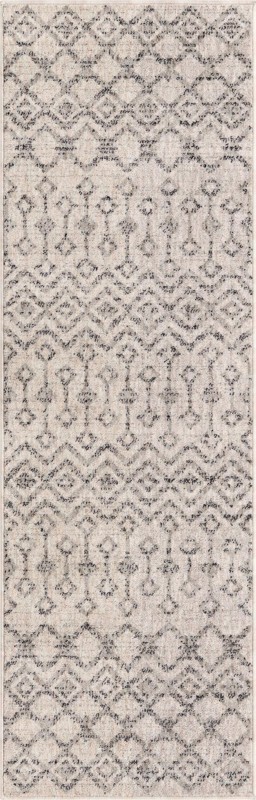 2' x 6' Harlan · Geometric tribal rug, ivory and gray