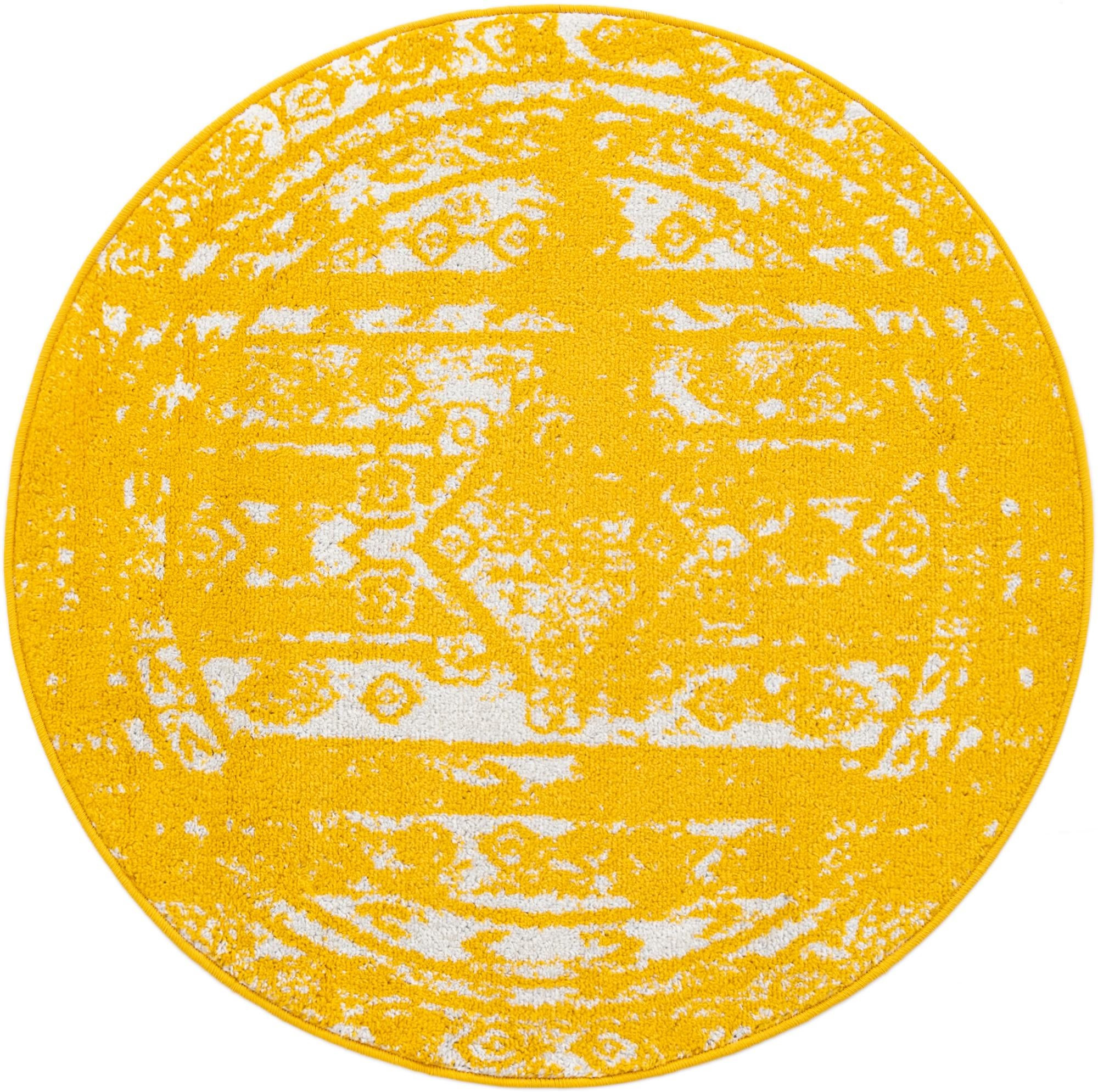 3' x 3' Underhill · Border rug, yellow