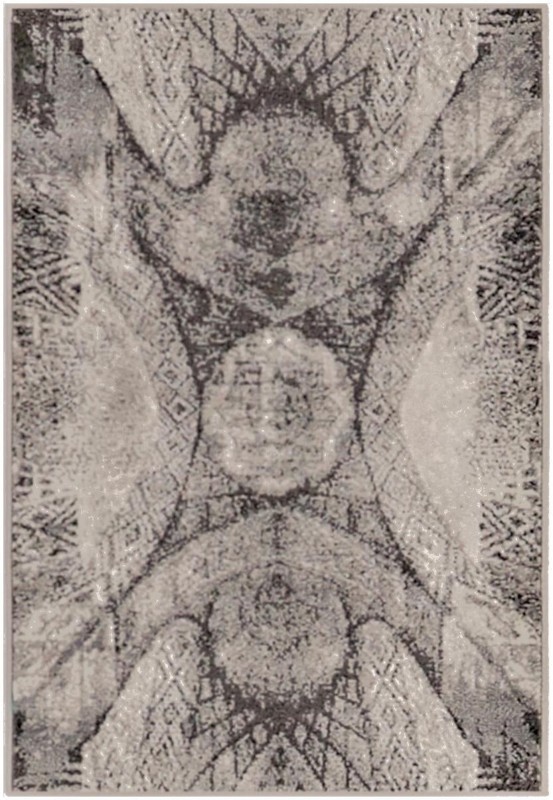 2' x 3' Blakemore · Abstract medallion rug, gray and ivory