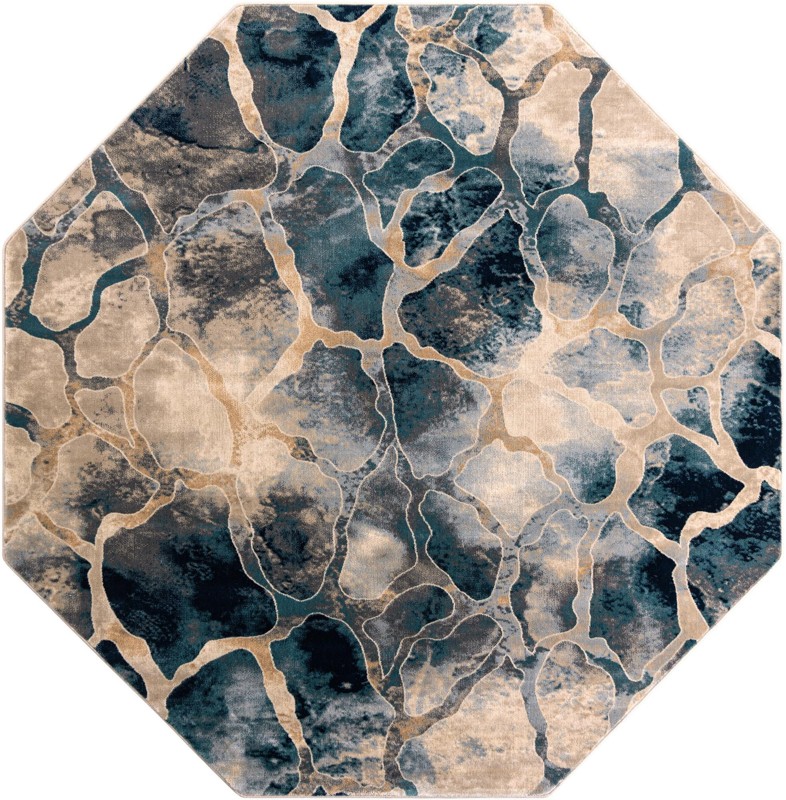 7' 10 x 7' 10 Linden · Abstract rug, navy and beige