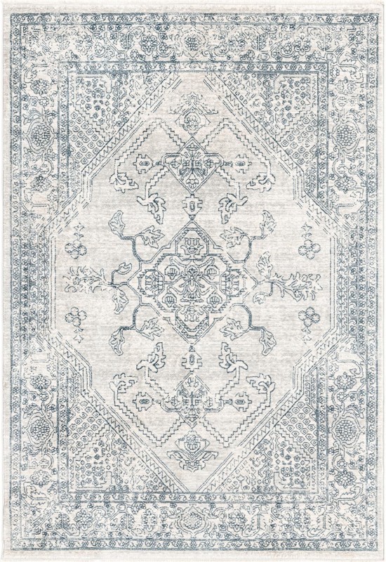 2' x 3' Opal · Border rug, gray