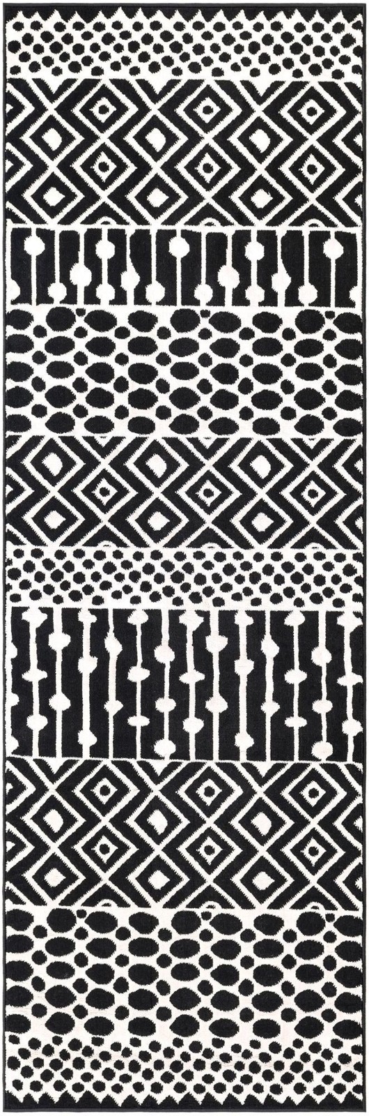 2' 3 x 6' Wigmore · Geometric striped rug, black and white