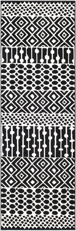2' 3 x 6' Wigmore · Geometric striped rug, black and white