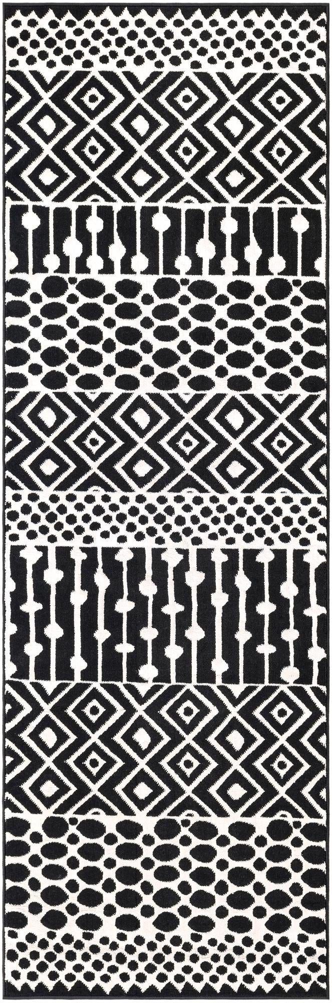 2' 3 x 6' Wigmore · Geometric striped rug, black and white