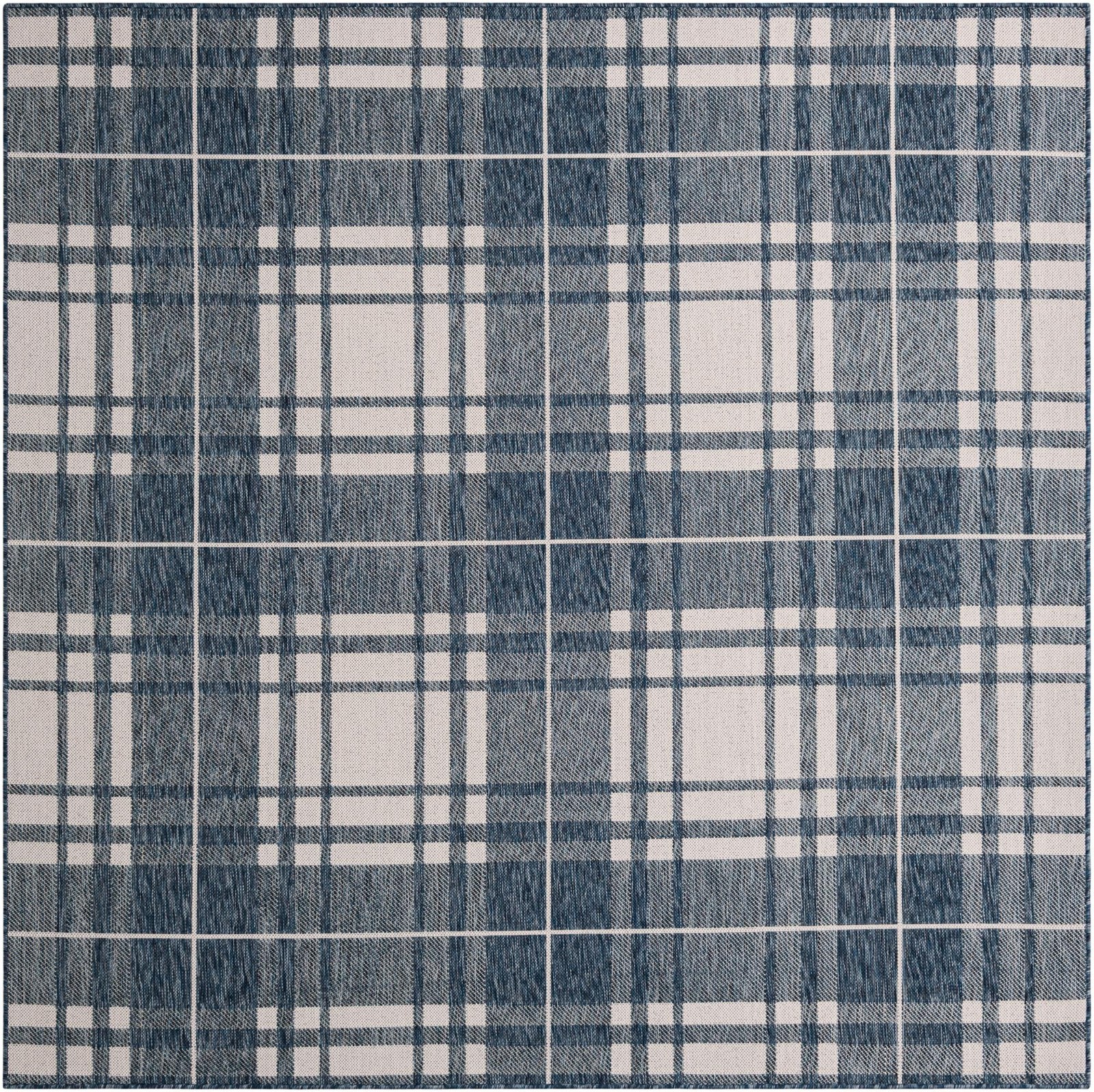 7' 10 x 7' 10 Maguire · Plaid Outdoor Rug, blue