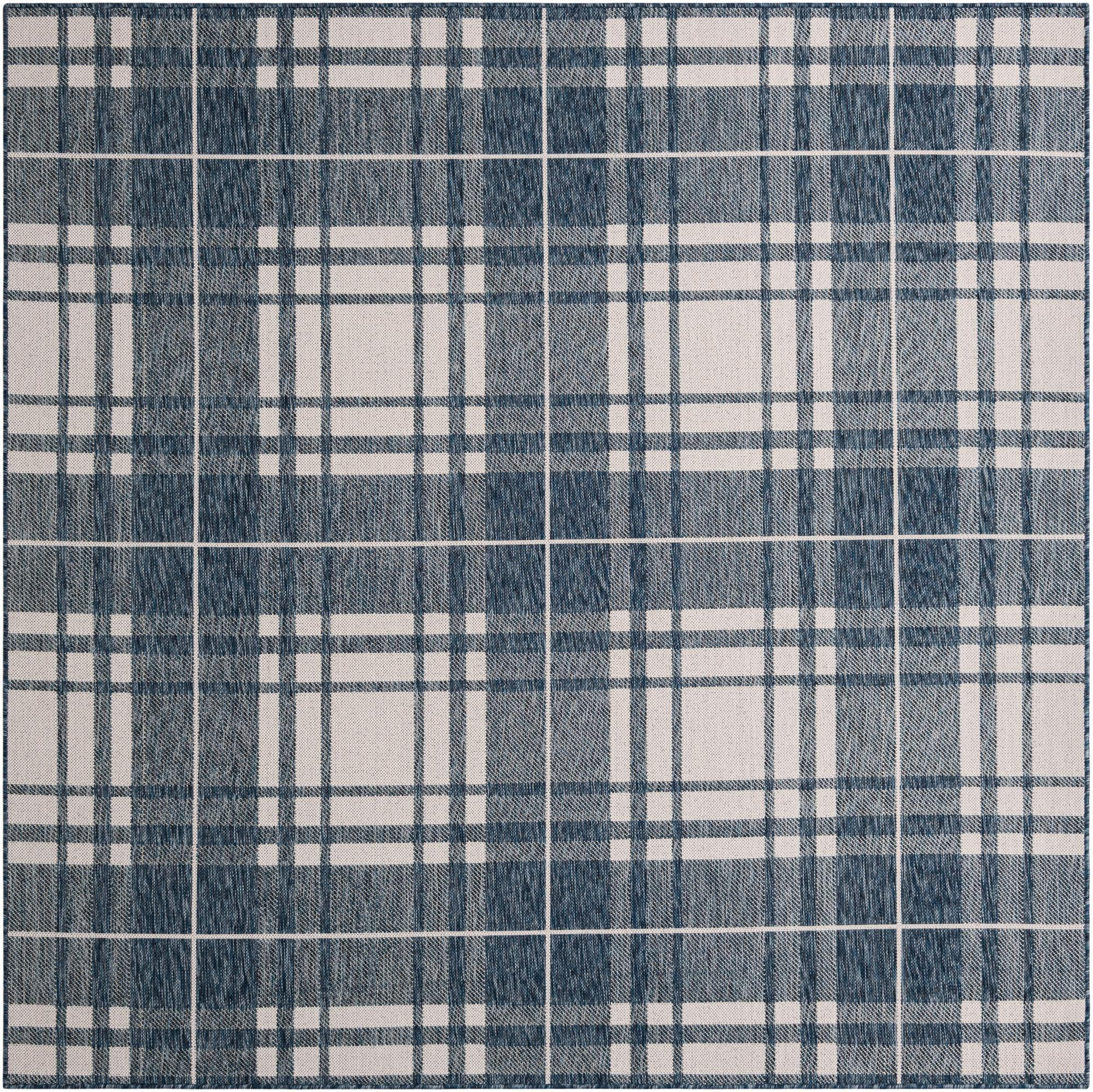 7' 10 x 7' 10 Maguire · Plaid Outdoor Rug, blue