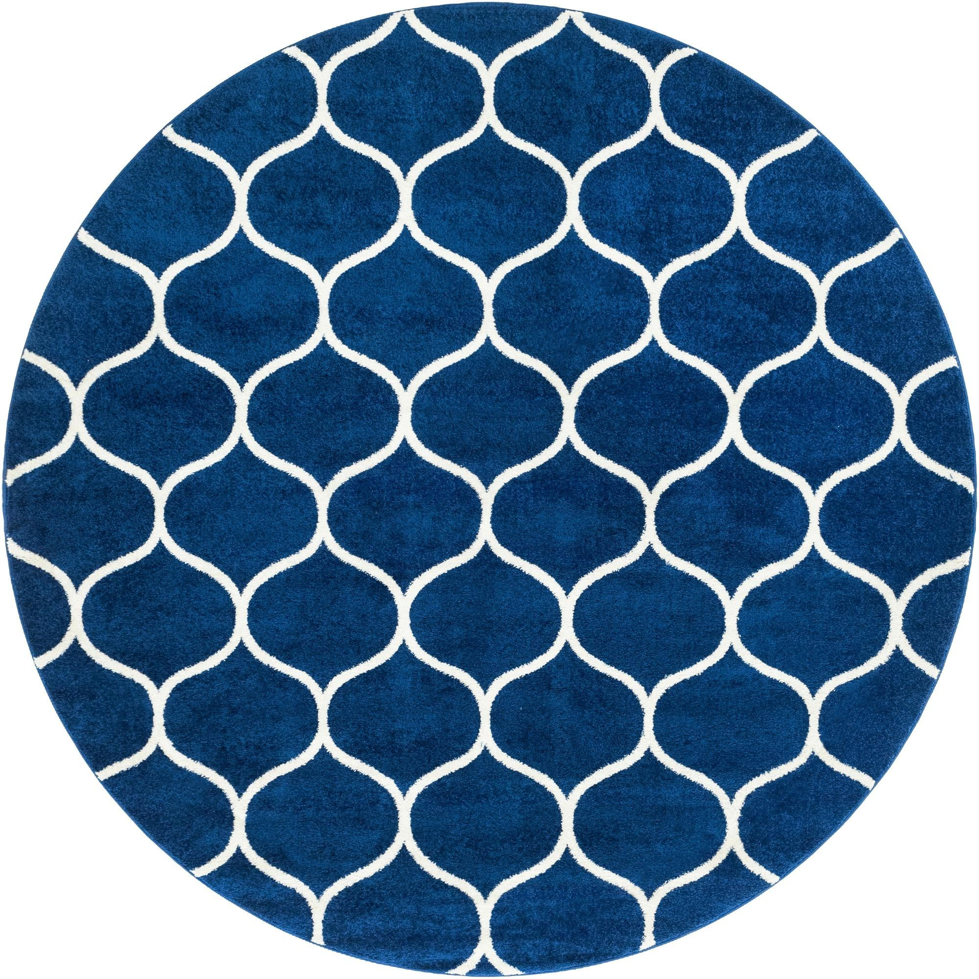 7' 10 x 7' 10 Ingram · Lattice rug, navy and ivory