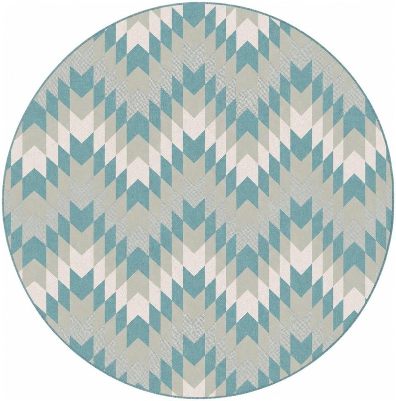 Morrell · Chevron Outdoor Rug, aqua and ivory