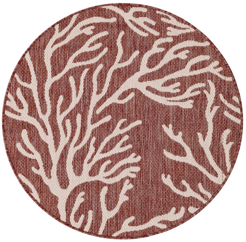 Northfield · Floral / botanical Outdoor Rug, rust red