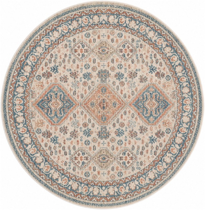 3' 3 x 3' 3 Greenbriar · Border rug, multi