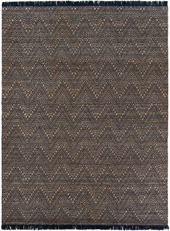 9' x 12' Fulton · Chevron Braided Jute Rug, navy blue and white