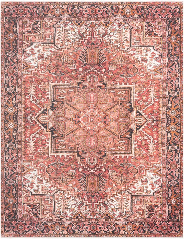 9' x 11' 10 Anchorage · Border rug, rust red