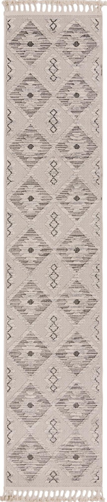 2' 7 x 12' Fletcher · Geometric diamond rug, beige and gray