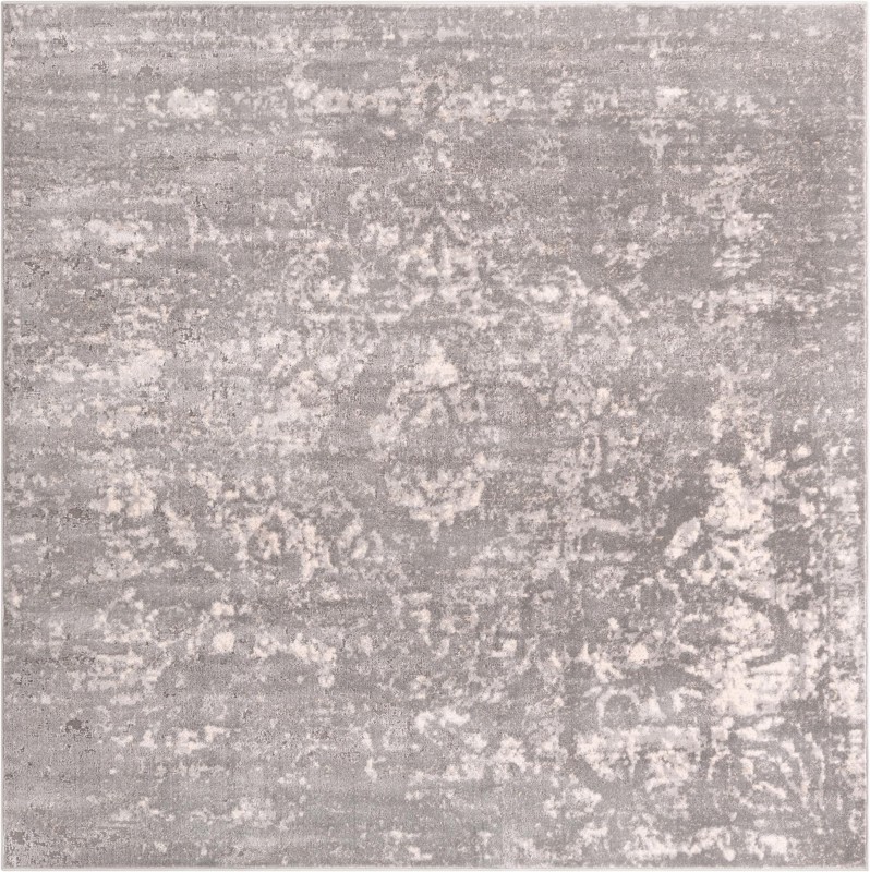 7' 10 x 7' 10 Priestley · Medallion rug, gray