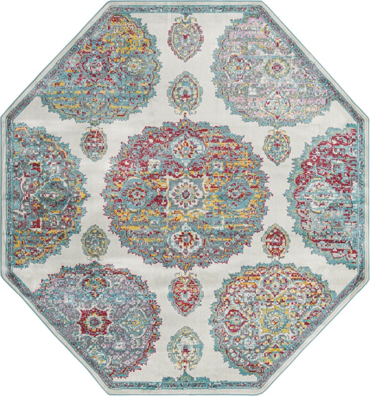 6' x 6' Mather · Medallion rug, cream and multi
