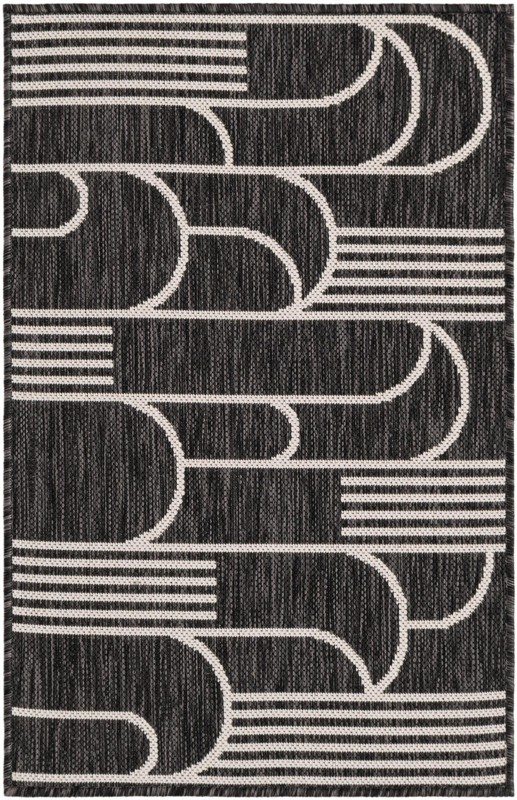 2' x 3' Prudence · Geometric Outdoor Rug, black and white