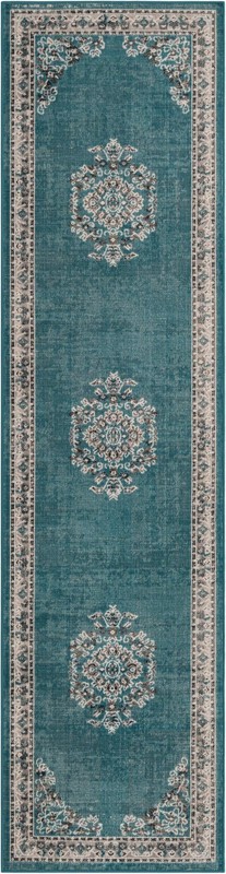 2' 7 x 10' Jeffers · Border rug, blue