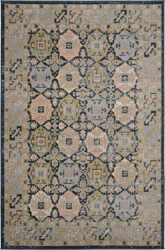 4' x 6' Orme · Geometric medallion Washable Rug, blue and green