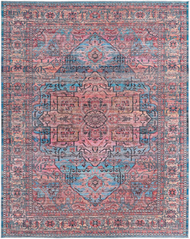 10' 6 x 13' Sawyer · Border Washable Rug, blue