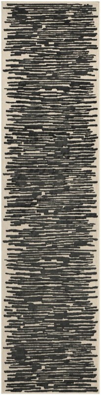 2' x 8' Clemson · Abstract striped rug, black and ivory