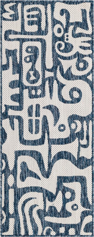 2' x 5' 3 Hungerford · Abstract Outdoor Rug, blue