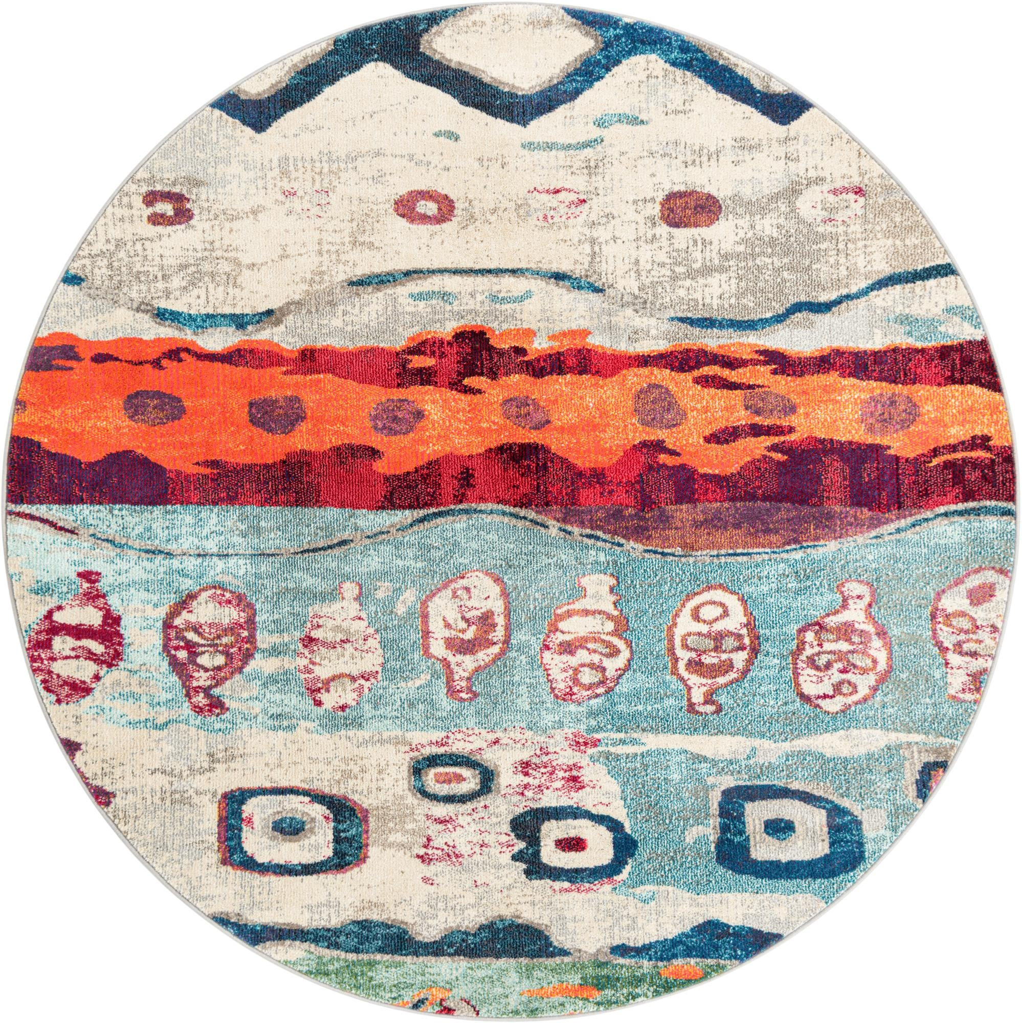 7' x 7' Paxman · Abstract Washable Rug, multi