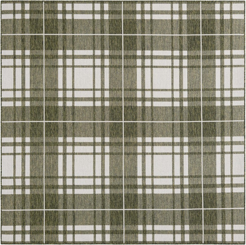 7' 10 x 7' 10 Maguire · Plaid Outdoor Rug, green