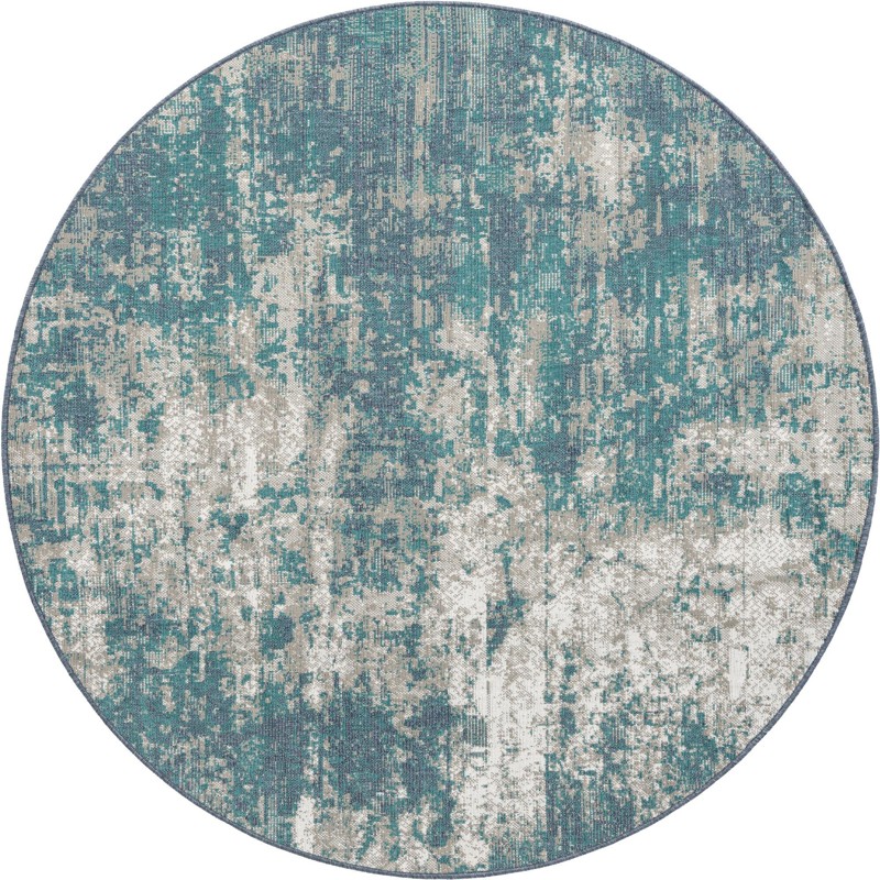 7' x 7' Ward · Abstract Outdoor Rug, blue