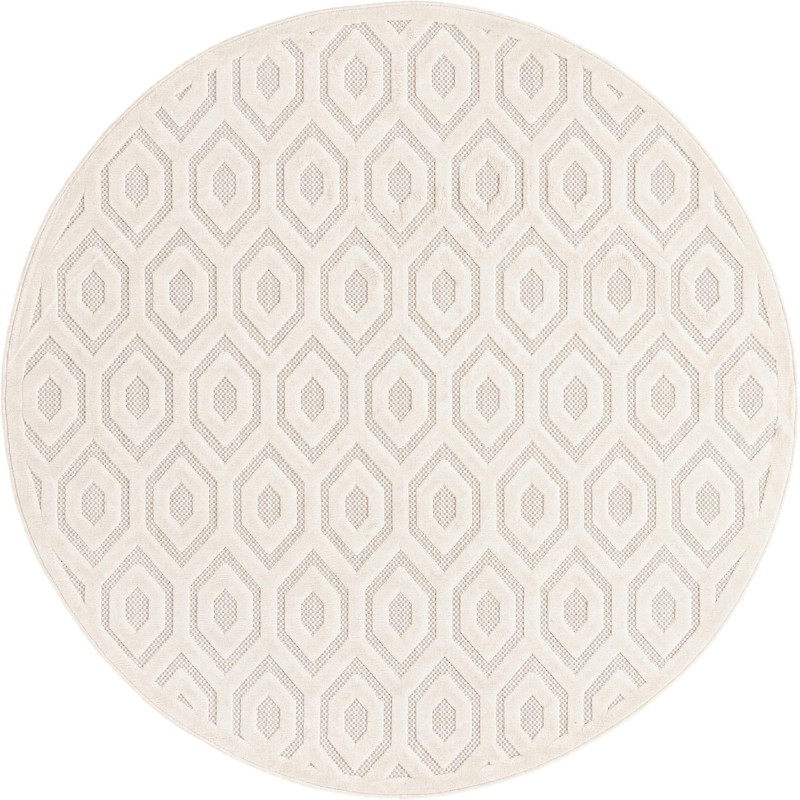 7' x 7' Roanoke · Geometric lattice Outdoor Rug, ivory